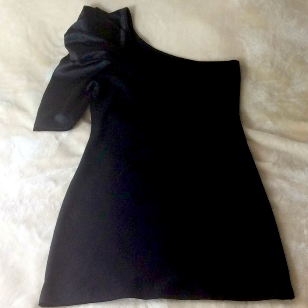 One Shoulder Black Mini Dress